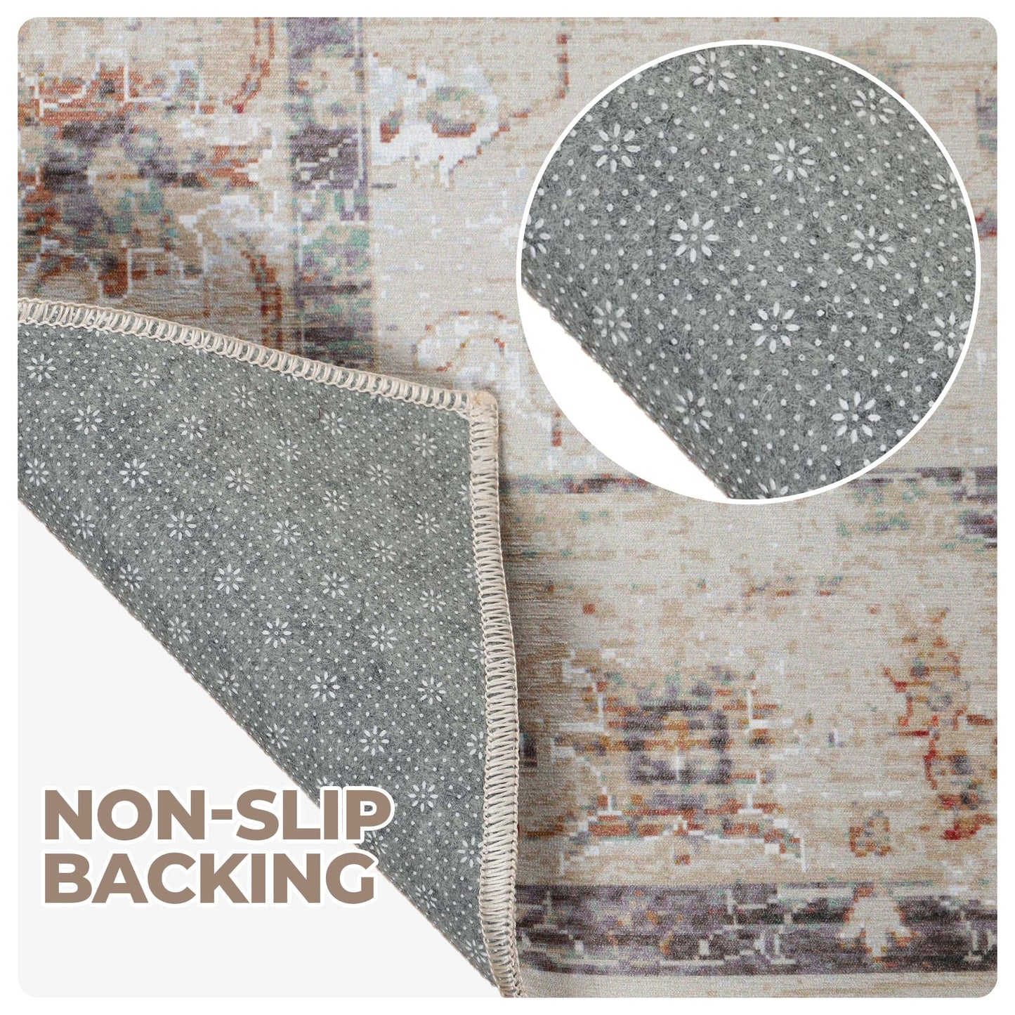 Superior Swan Floral Non-Slip Machine Washable Indoor Area Rug or Runner