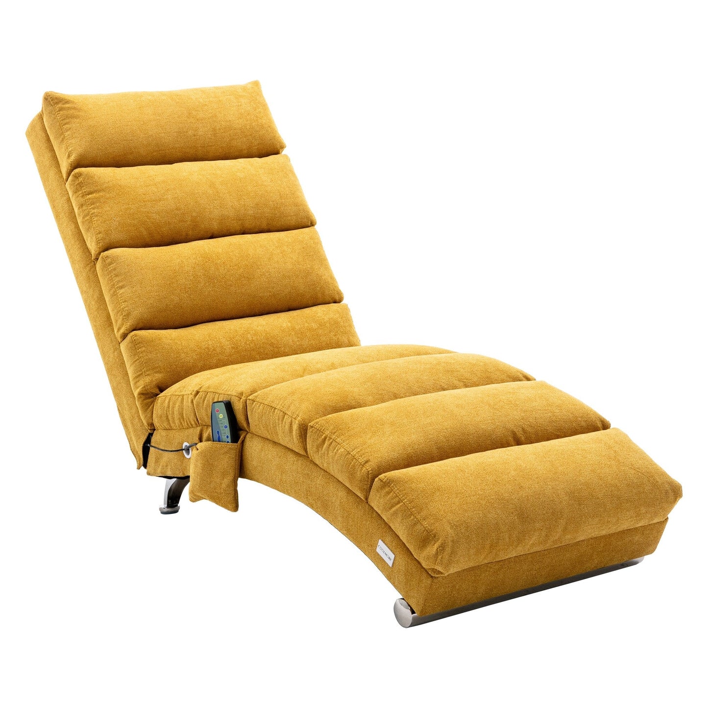 Chaise longue de massage ergonomique en lin, inclinable, capitonnée, avec fonction lit, télécommande et 5 modes de vibration.