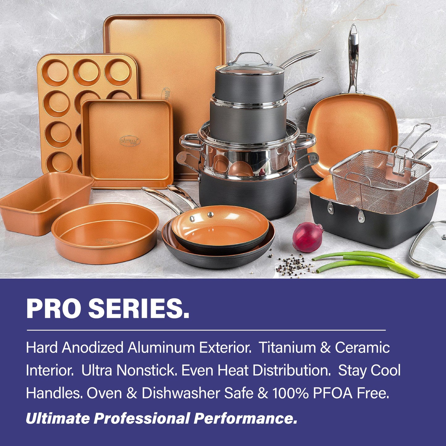 Gotham Steel Pro Hard Anodized 20 Piece Cookware and Bakeware Set