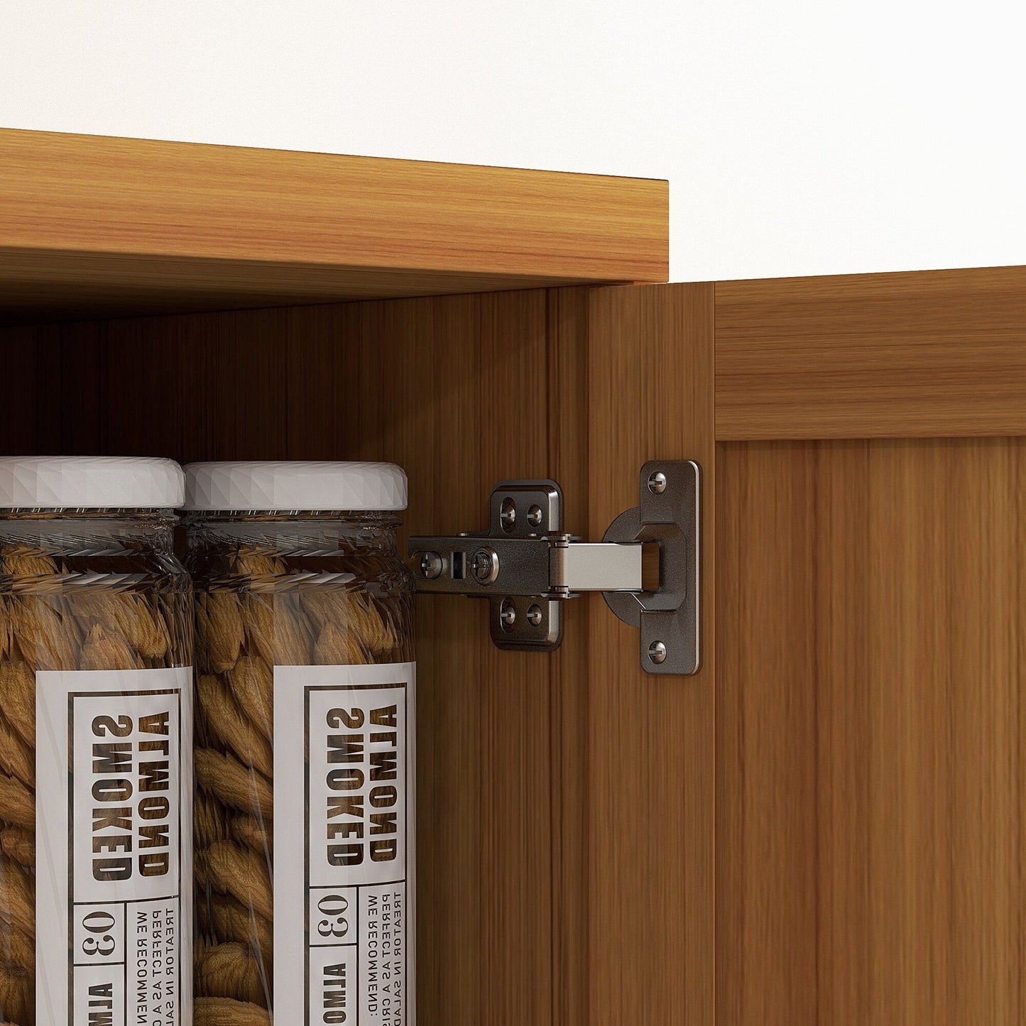 HOMCOM Étagère de rangement pour cuisine, armoire de rangement à 2 portes avec 5 niveaux de rangement et 2 étagères réglables pour salle à manger, 63 pouces