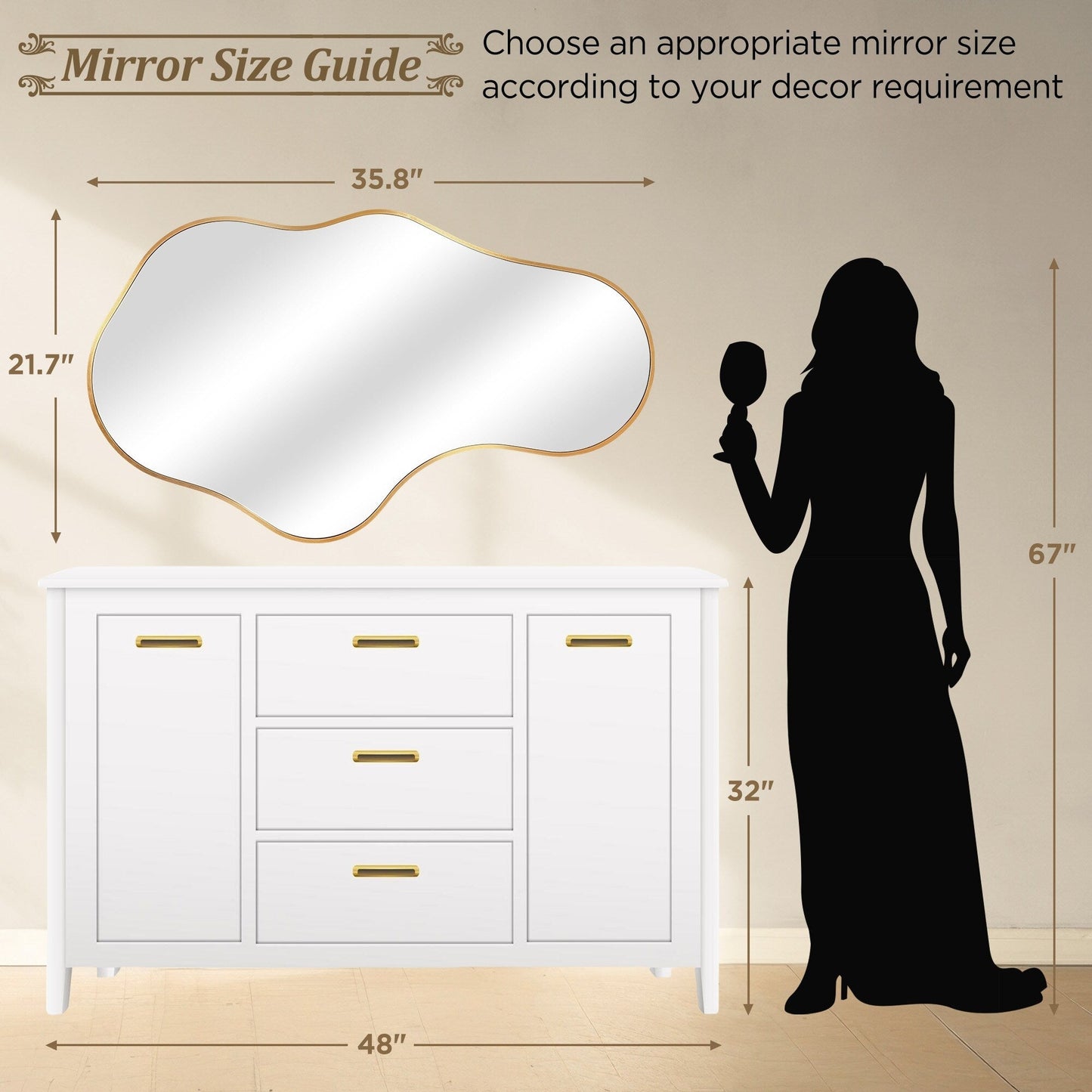 Irregular Wall Mirror Decorative Asymmetrical Wall Mirror