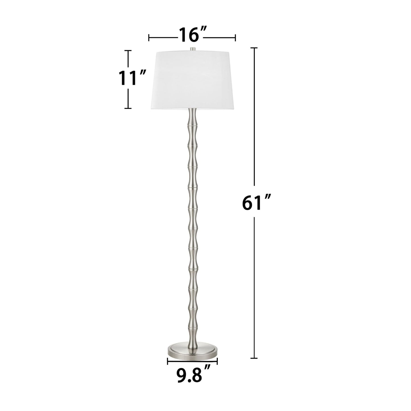 Lampe de sol KAWOTI de 155 cm avec abat-jour en tissu Empire
