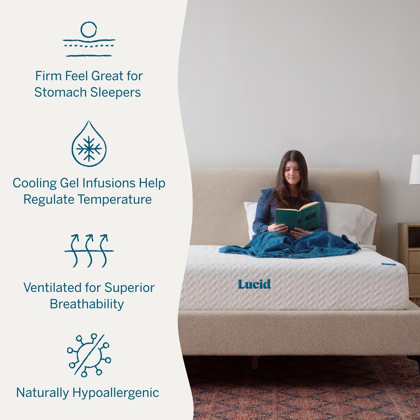Matelas en mousse à mémoire de forme avec gel de luxe Lucid de 10 pouces