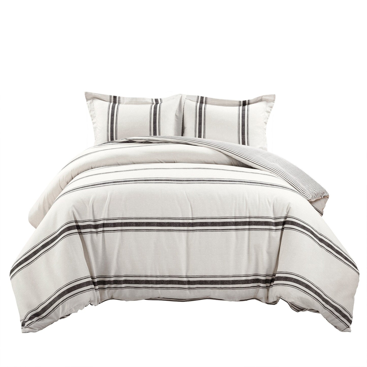 Lush Decor Farmhouse Stripe 3 Piece Duvet Cover Set