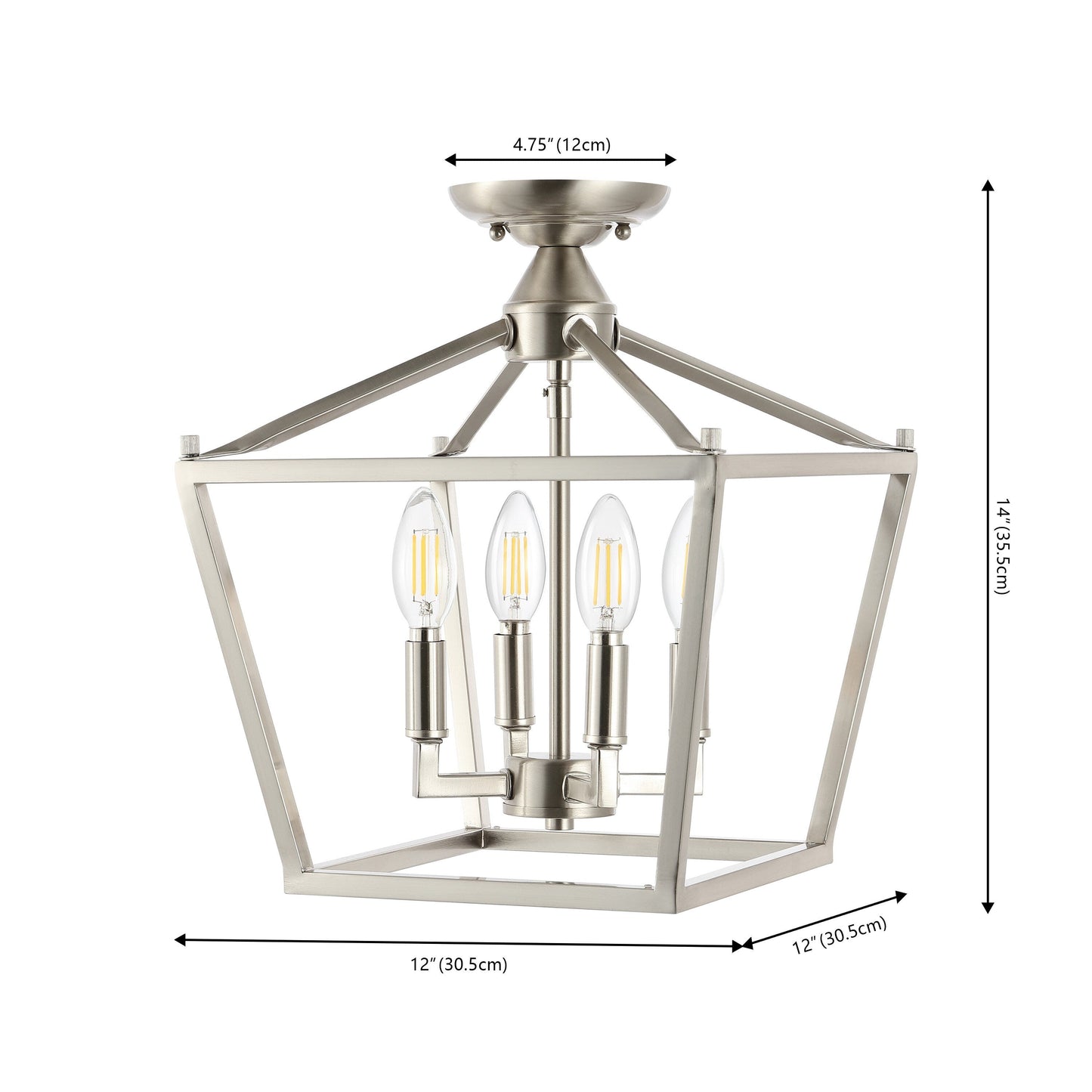 Milton Mini Lantern 4-Light Iron Modern Farmhouse LED Flush Mount, by JONATHAN Y