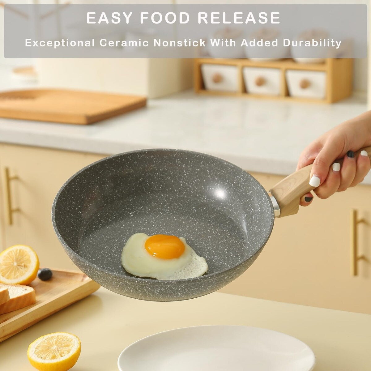 Ensemble de casseroles et poêles antiadhésives, ensemble de cuisine en céramique antiadhésif avec poêle à frire, casserole, poêle à sauté et cocotte.