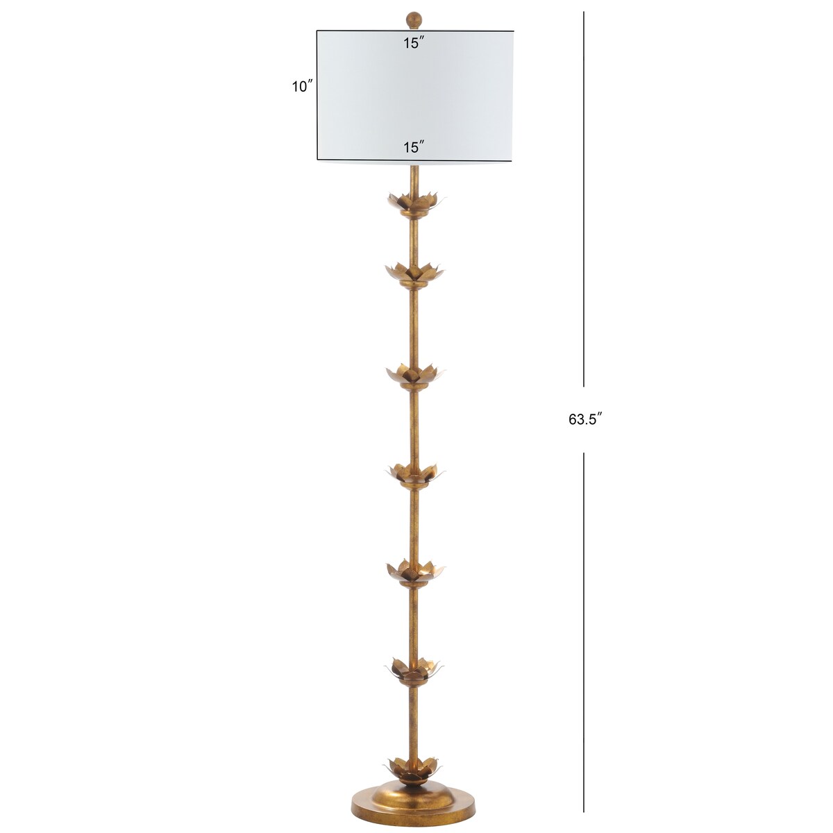 SAFAVIEH Lighting Doretha Lampe de sol à LED dorée 64 pouces - 15 x 15 x 63,5 - Or antique - 15Lx15Px64H