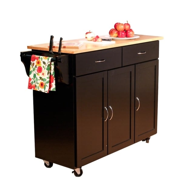 Chariot de cuisine Addie de Simple Living avec plateau en bois