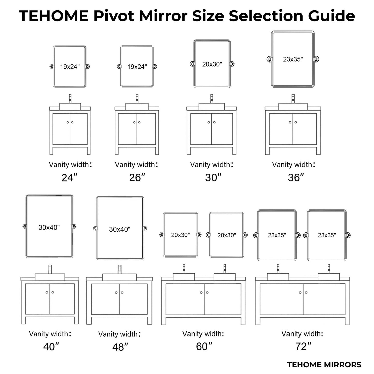 TEHOME Woodvale Rectangle Vertical Metal Wall Mirrors