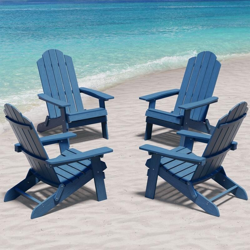 WINSOON Lot de 4 chaises de jardin pliantes Adirondack en HIPS, résistantes aux intempéries