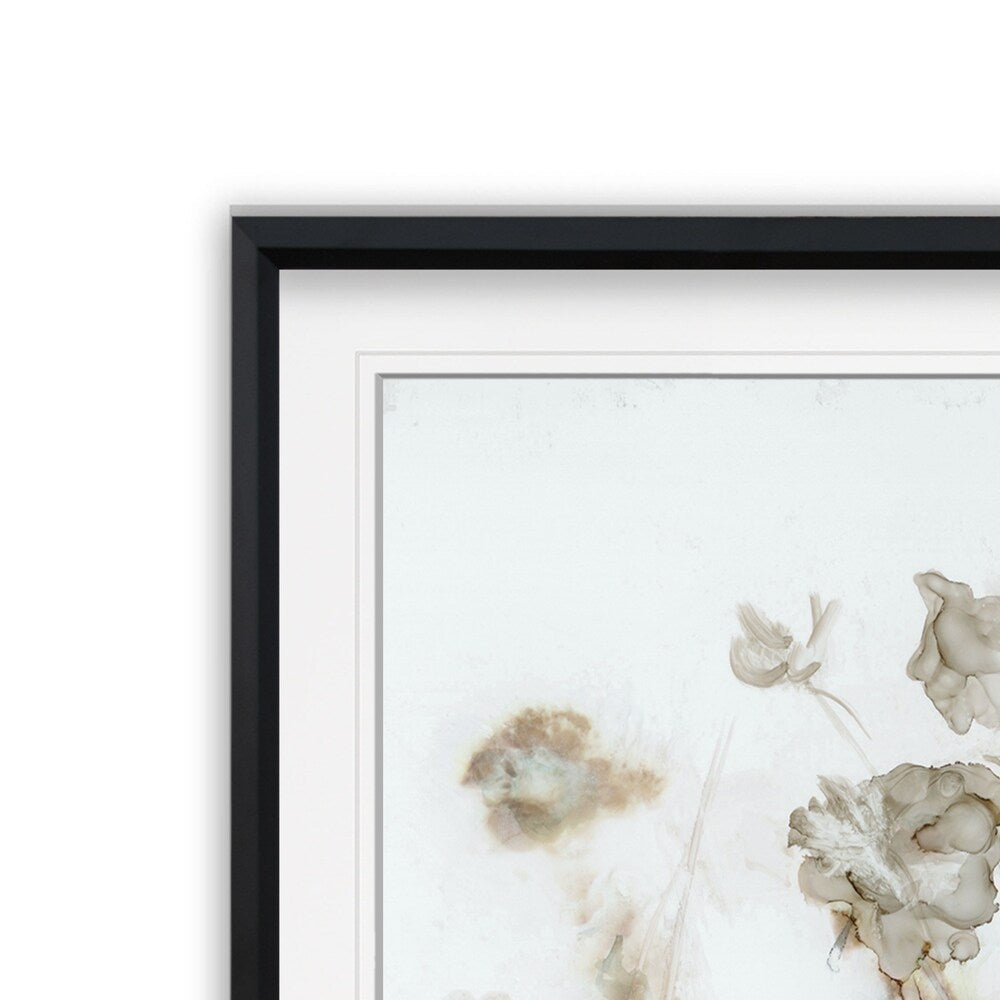 Wildflower Mist I -Custom Framed Print - blue, white, grey, yellow, green, silver, gold