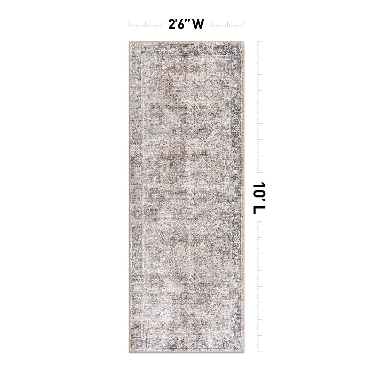 World Rug Gallery Vintage Distressed Machine Washable Non Slip Area Rug