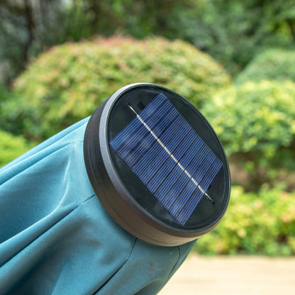 MAISON ARTS Parasol de jardin inclinable automatique à 3 niveaux de 3 mètres avec lumières LED et double ventilation