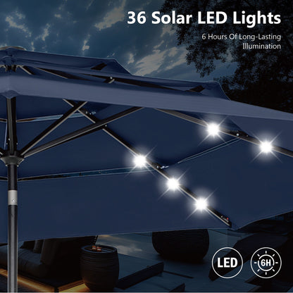 MAISON ARTS Parasol de jardin inclinable automatique à 3 niveaux de 3 mètres avec lumières LED et double ventilation