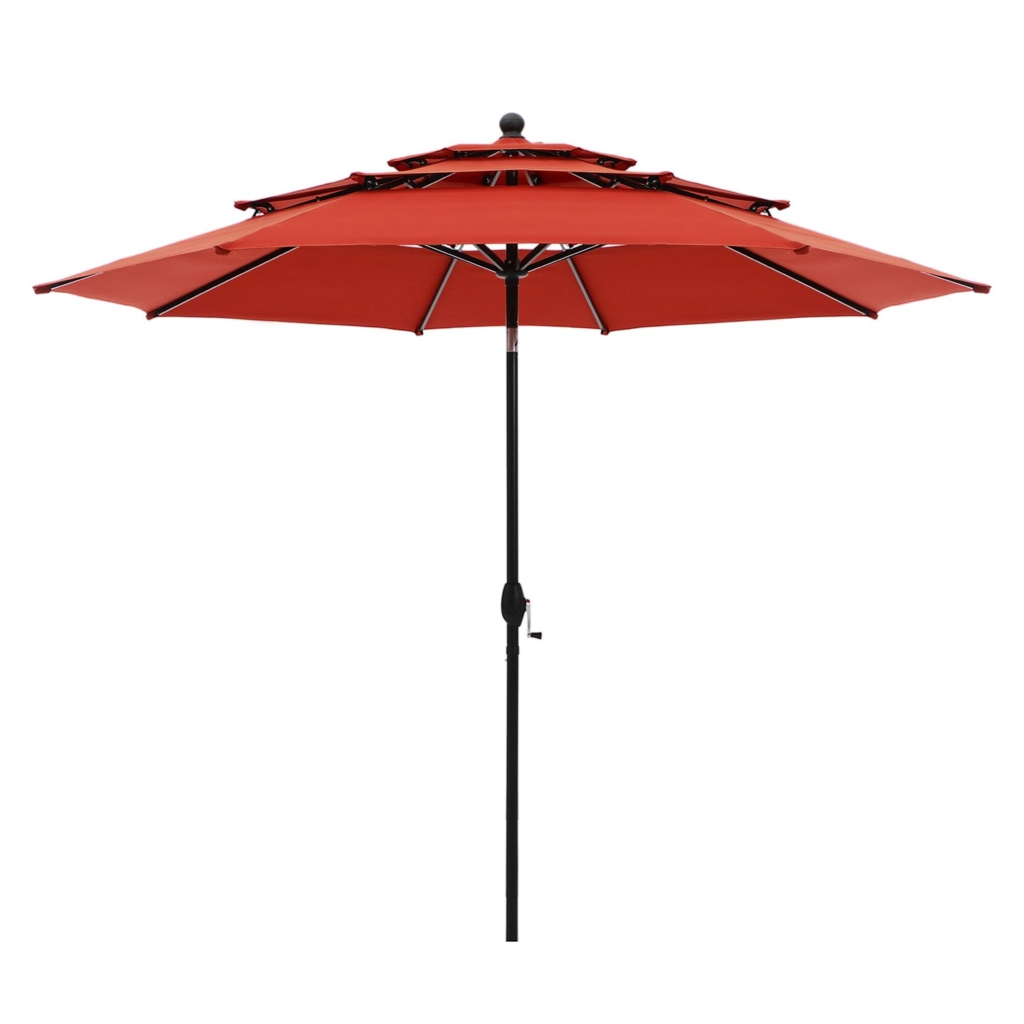 MAISON ARTS Parasol de jardin inclinable automatique à 3 niveaux de 3 mètres avec lumières LED et double ventilation