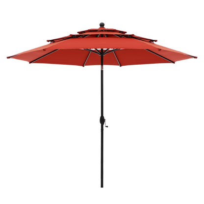 MAISON ARTS Parasol de jardin inclinable automatique à 3 niveaux de 3 mètres avec lumières LED et double ventilation