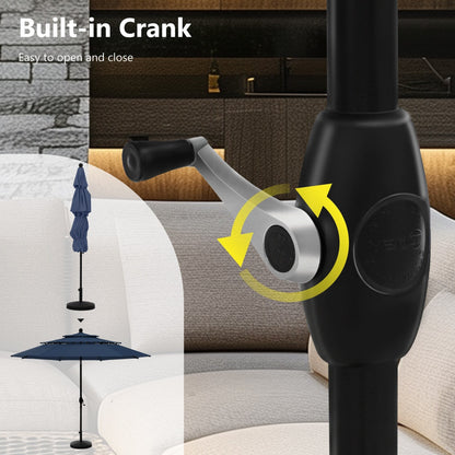 MAISON ARTS Parasol de jardin inclinable automatique à 3 niveaux de 3 mètres avec lumières LED et double ventilation