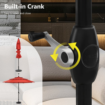 MAISON ARTS Parasol de jardin inclinable automatique à 3 niveaux de 3 mètres avec lumières LED et double ventilation