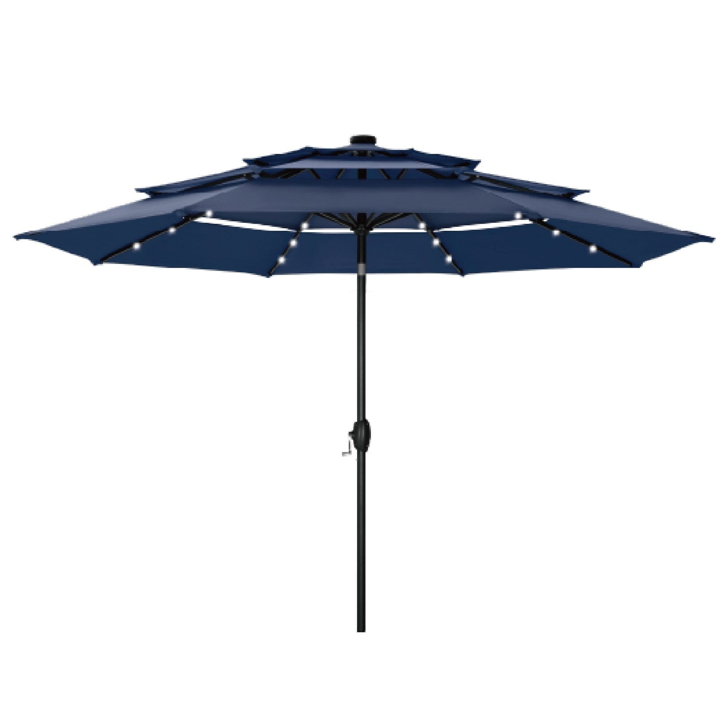 MAISON ARTS Parasol de jardin inclinable automatique à 3 niveaux de 3 mètres avec lumières LED et double ventilation