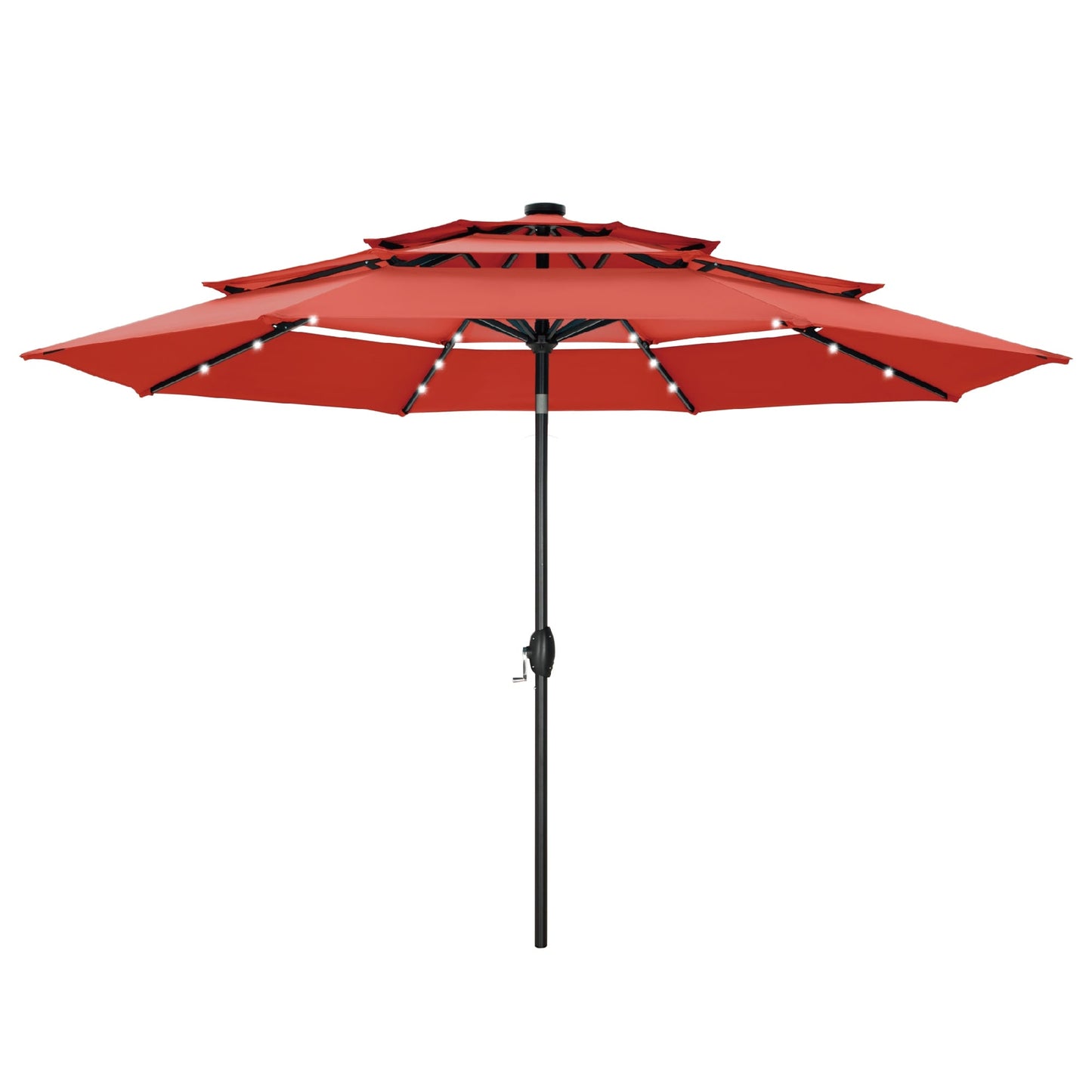 MAISON ARTS Parasol de jardin inclinable automatique à 3 niveaux de 3 mètres avec lumières LED et double ventilation