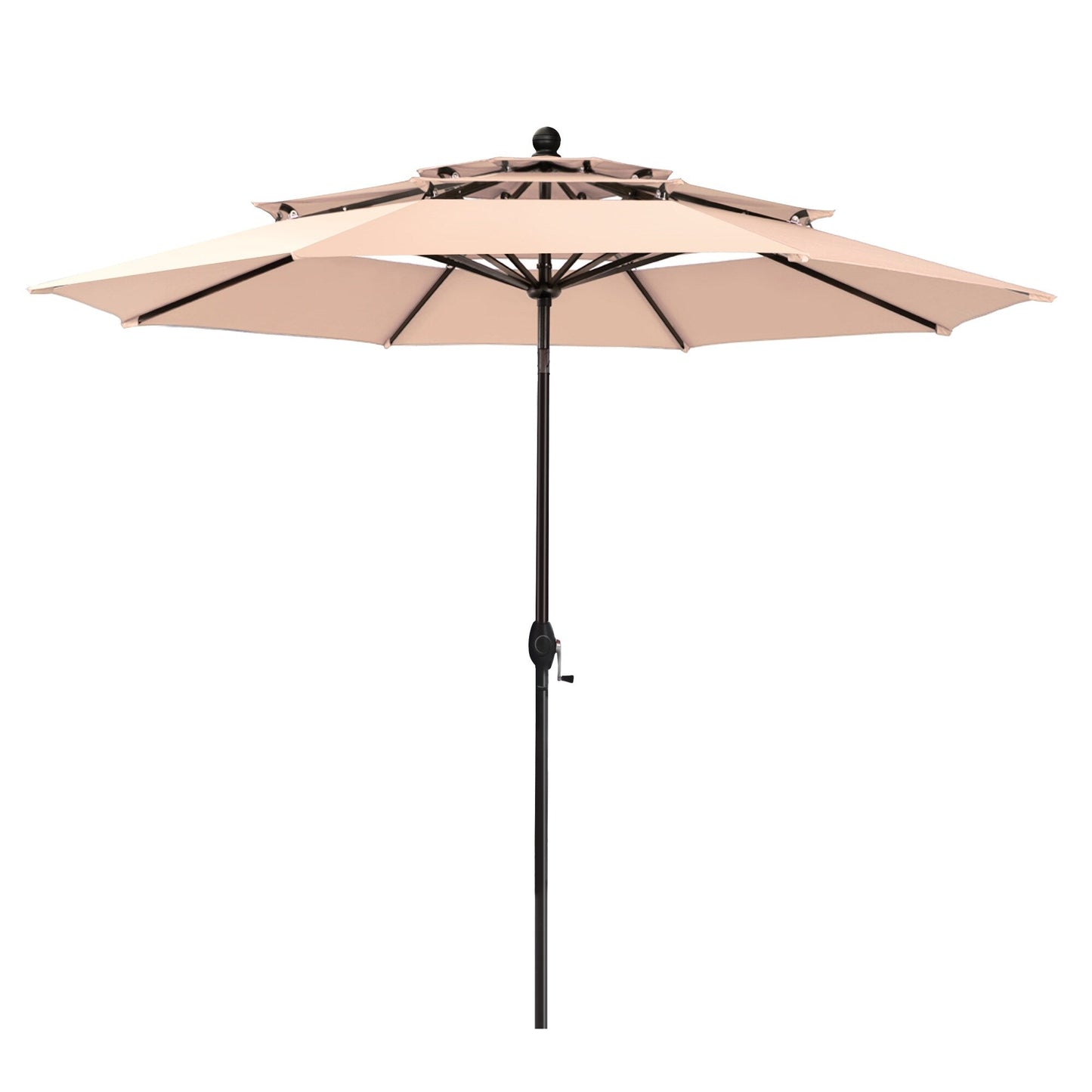 MAISON ARTS Parasol de jardin inclinable automatique à 3 niveaux de 3 mètres avec lumières LED et double ventilation