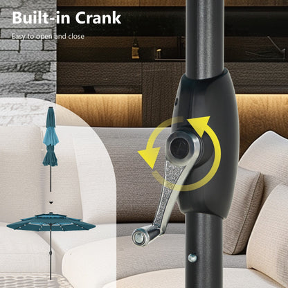 MAISON ARTS Parasol de jardin inclinable automatique à 3 niveaux de 3 mètres avec lumières LED et double ventilation