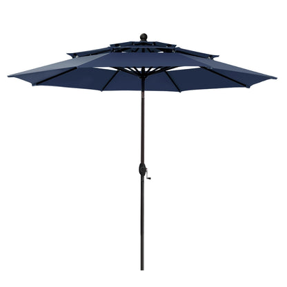 MAISON ARTS Parasol de jardin inclinable automatique à 3 niveaux de 3 mètres avec lumières LED et double ventilation