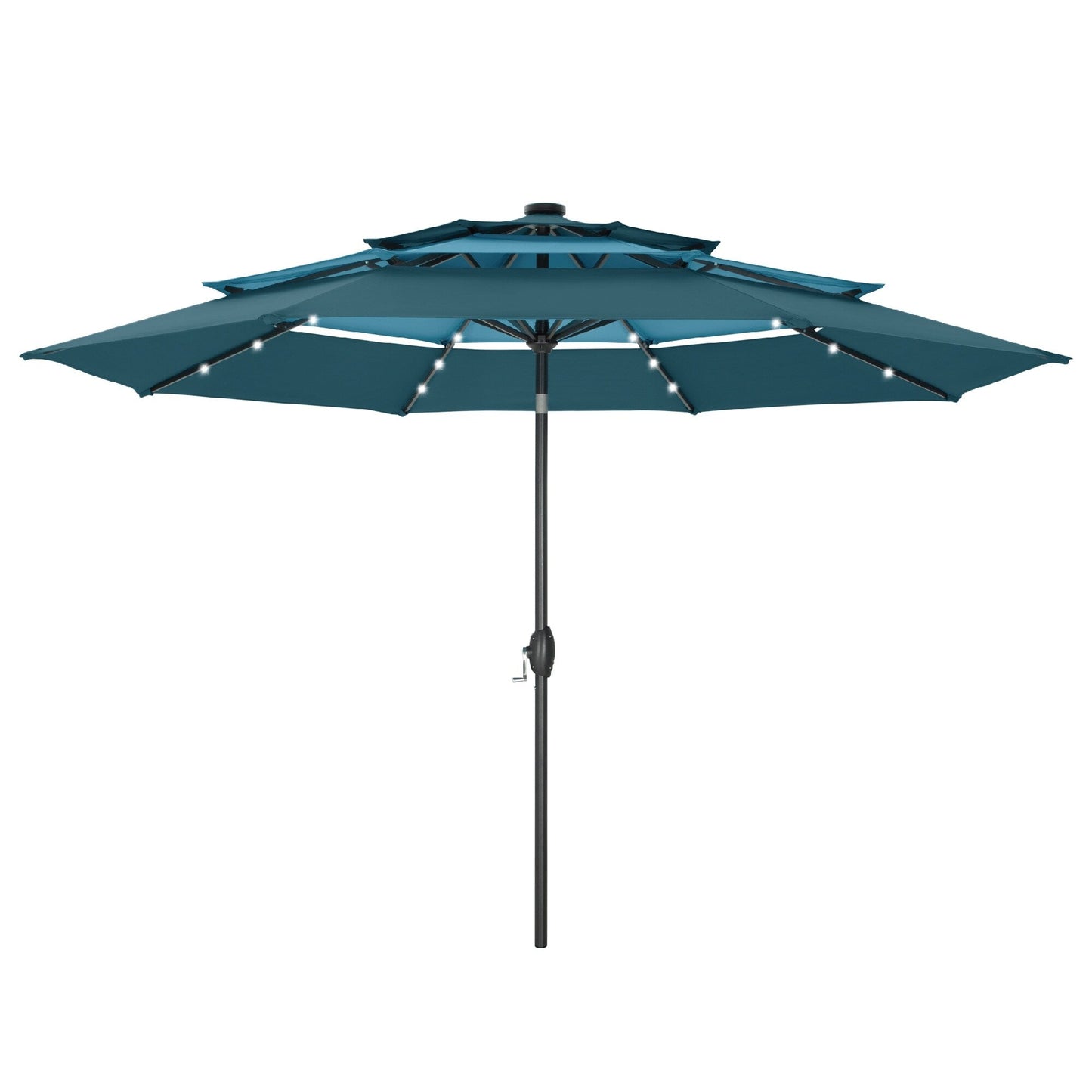 MAISON ARTS Parasol de jardin inclinable automatique à 3 niveaux de 3 mètres avec lumières LED et double ventilation