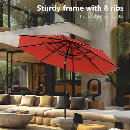 MAISON ARTS Parasol de jardin inclinable automatique à 3 niveaux de 3 mètres avec lumières LED et double ventilation