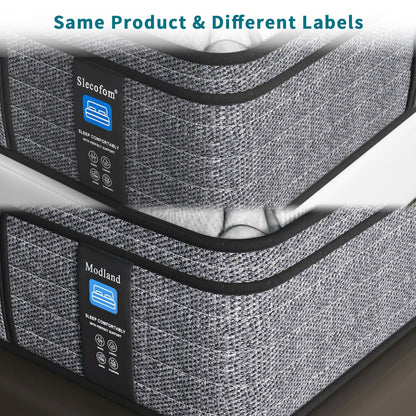 Modland Matelas hybride moyen de 35 cm (14 pouces), Euro Top - Mousse CertiPUR-US ignifugée pour soulager les maux de dos, Twin/Double/Queen/King