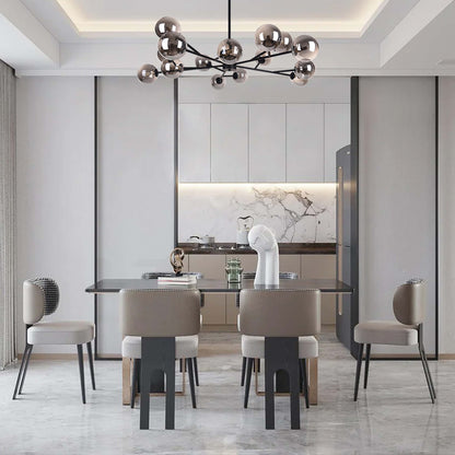 Grand lustre Sputnik à bulles moderne en noir ou doré pour salle à manger