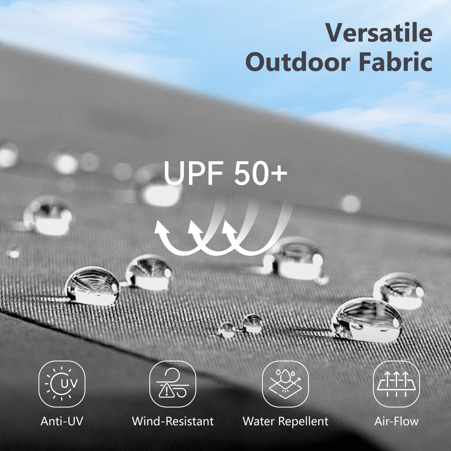 MAISON ARTS Parasol de jardin rectangulaire à manivelle de 4,5 mètres, double face, avec éclairage solaire à LED, pour terrasse, avec socle inclus.