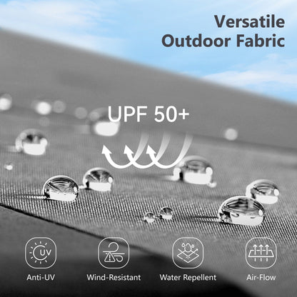 MAISON ARTS Parasol de jardin rectangulaire à manivelle de 4,5 mètres, double face, avec éclairage solaire à LED, pour terrasse, avec socle inclus.