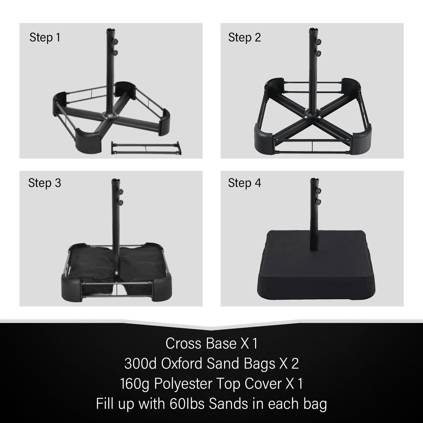 MAISON ARTS Parasol de jardin rectangulaire à manivelle de 4,5 mètres, double face, avec éclairage solaire à LED, pour terrasse, avec socle inclus.