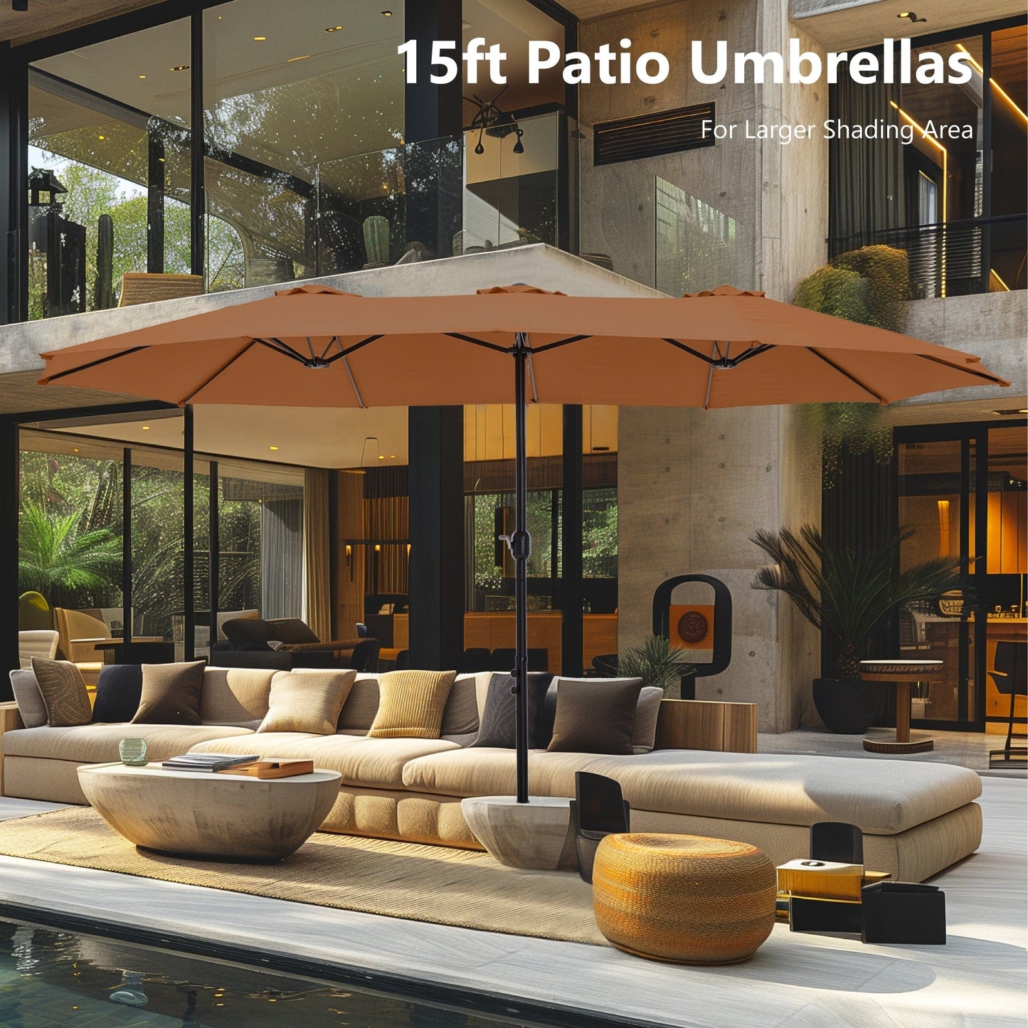 MAISON ARTS Parasol de terrasse extra large double face de 4,5 m avec socle inclus
