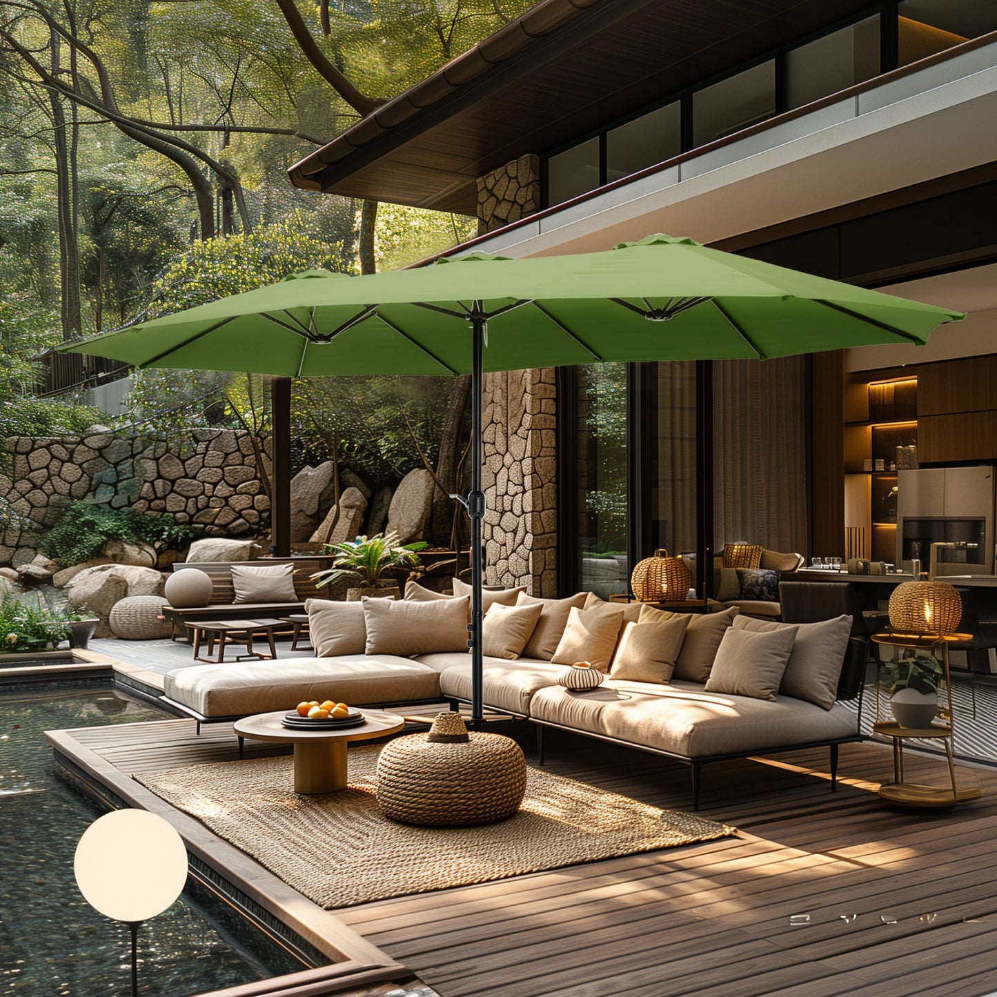 MAISON ARTS Parasol de terrasse extra large double face de 4,5 m avec socle inclus