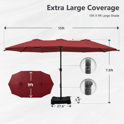 MAISON ARTS Parasol de terrasse extra large double face de 4,5 m avec socle inclus