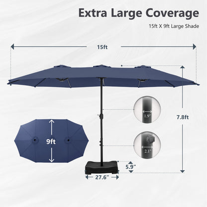 MAISON ARTS Parasol de terrasse extra large double face de 4,5 m avec socle inclus