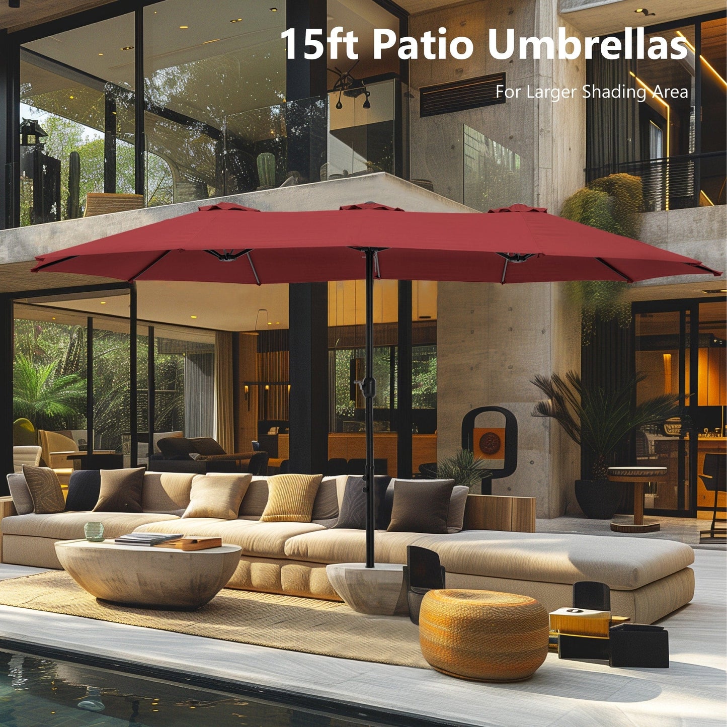 MAISON ARTS Parasol de terrasse extra large double face de 4,5 m avec socle inclus