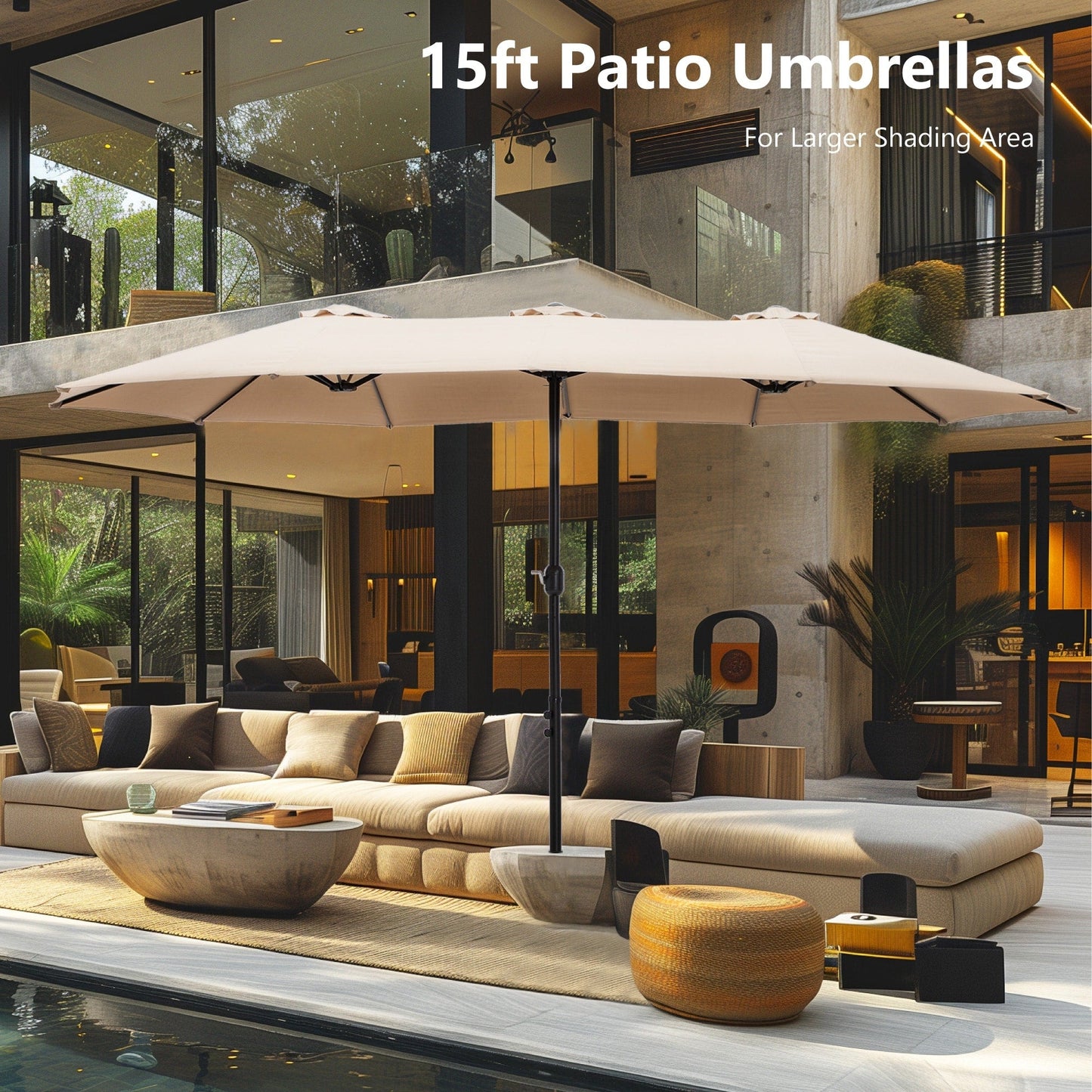 MAISON ARTS Parasol de terrasse extra large double face de 4,5 m avec socle inclus