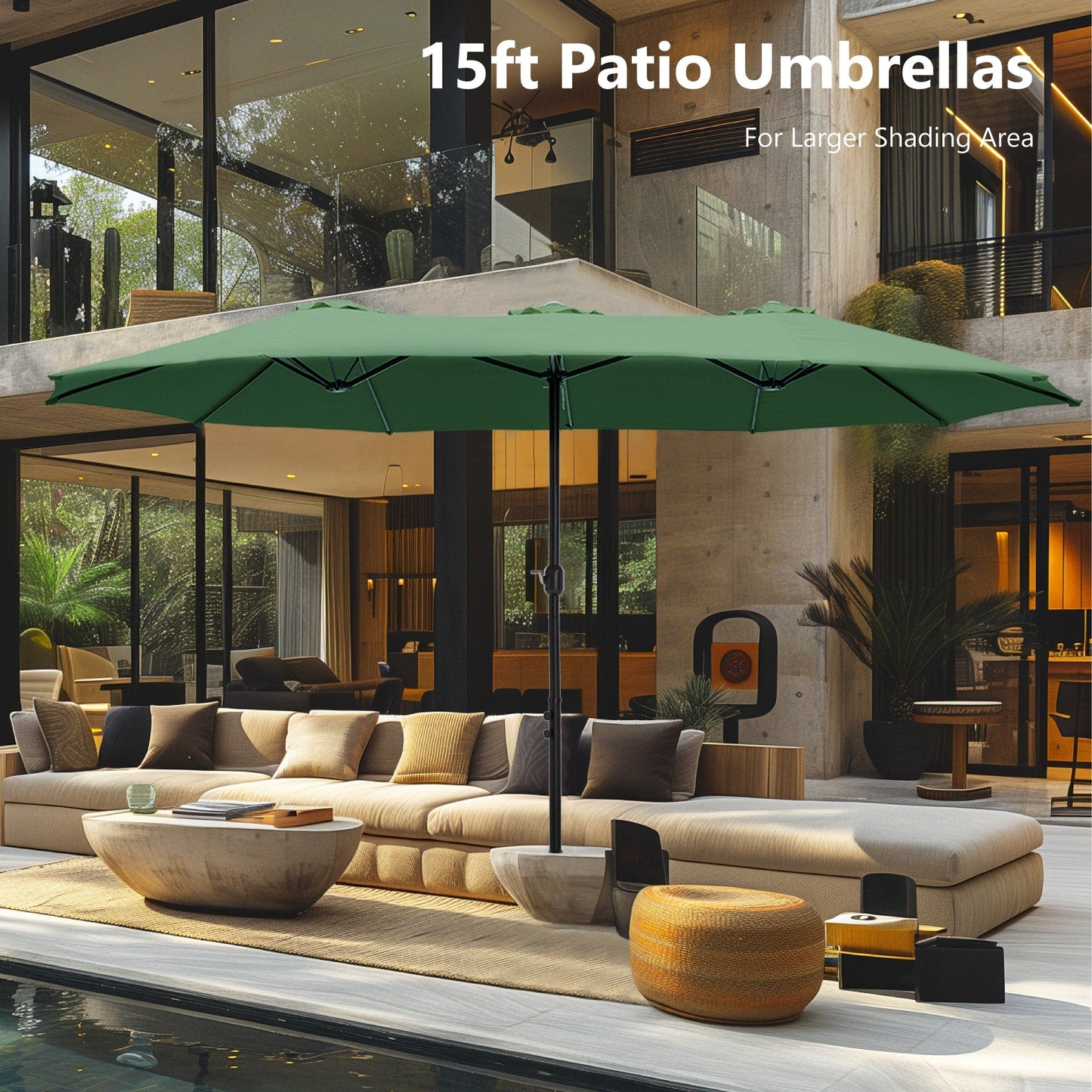 MAISON ARTS Parasol de terrasse extra large double face de 4,5 m avec socle inclus