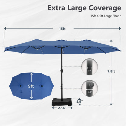 MAISON ARTS Parasol de terrasse extra large double face de 4,5 m avec socle inclus