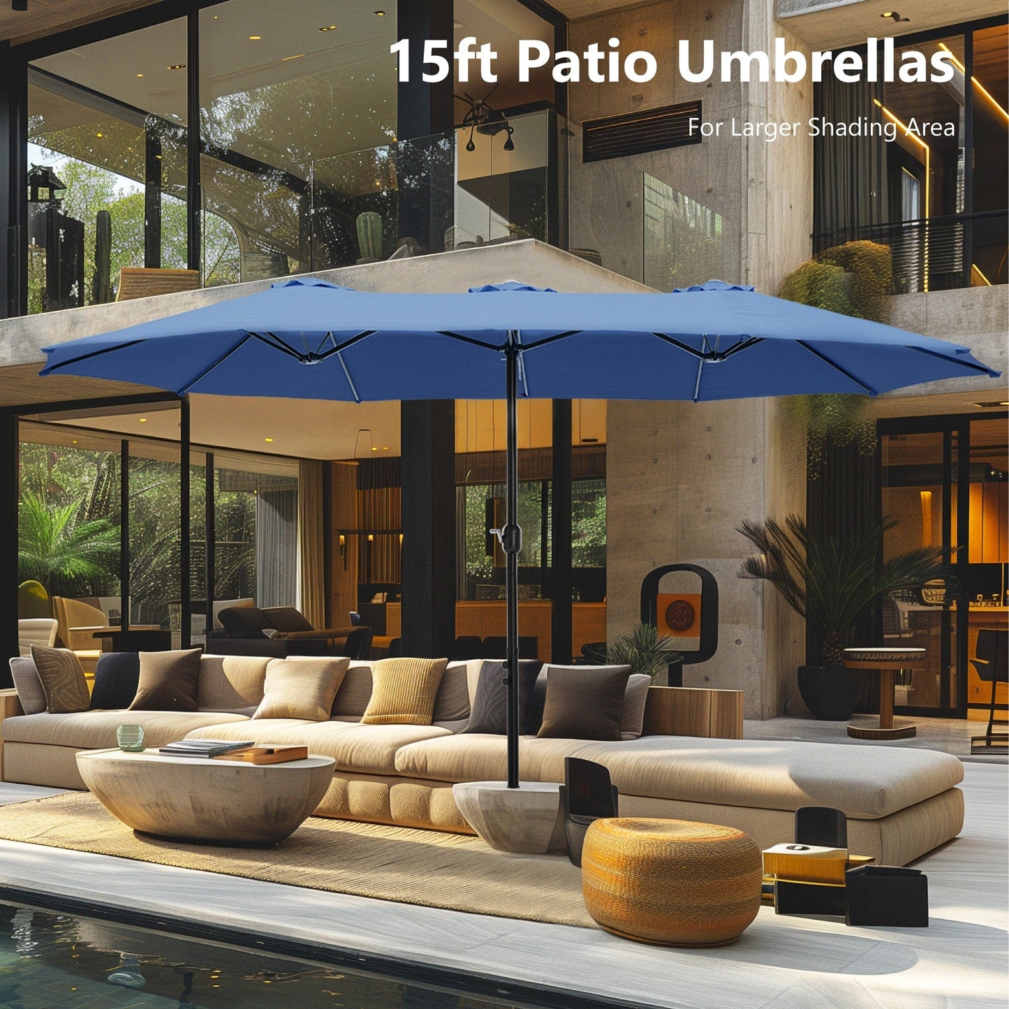 MAISON ARTS Parasol de terrasse extra large double face de 4,5 m avec socle inclus