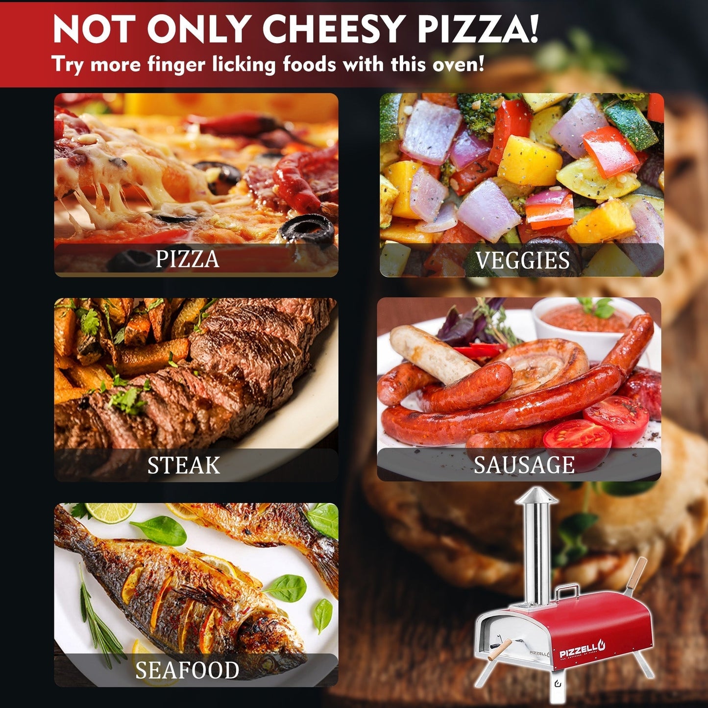 Four à pizza extérieur à bois, four à pizza portable avec pelle à pizza, sac de transport - 16 pouces