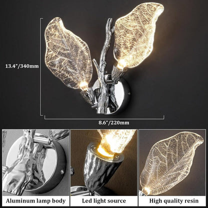 Applique murale KAYLA à 2 lumières en forme de feuille bionique