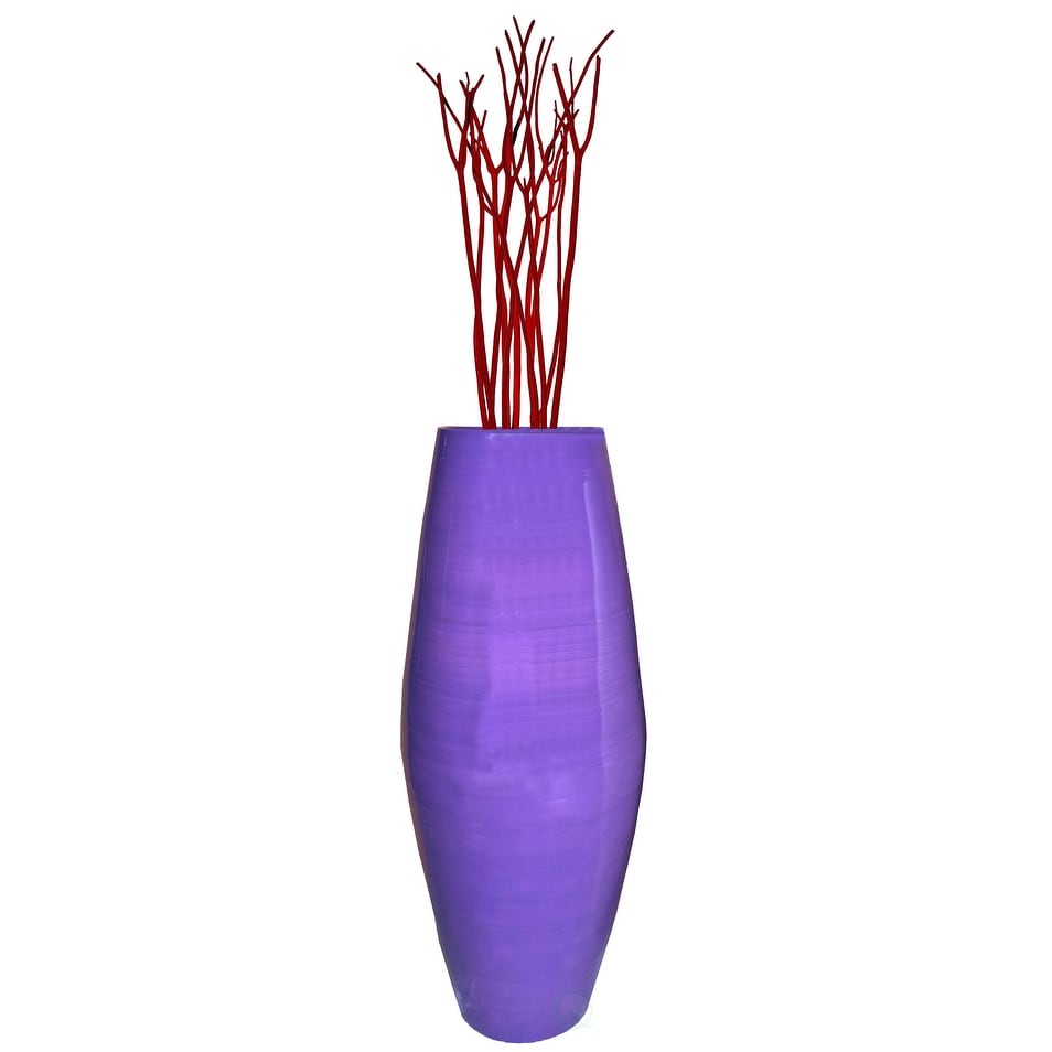 Uniquewise Tall Cylinder Bamboo Floor Vase Decorative Accent for Hotel Lobbies and Spa, Perfect Decor for Living Room or Hallway