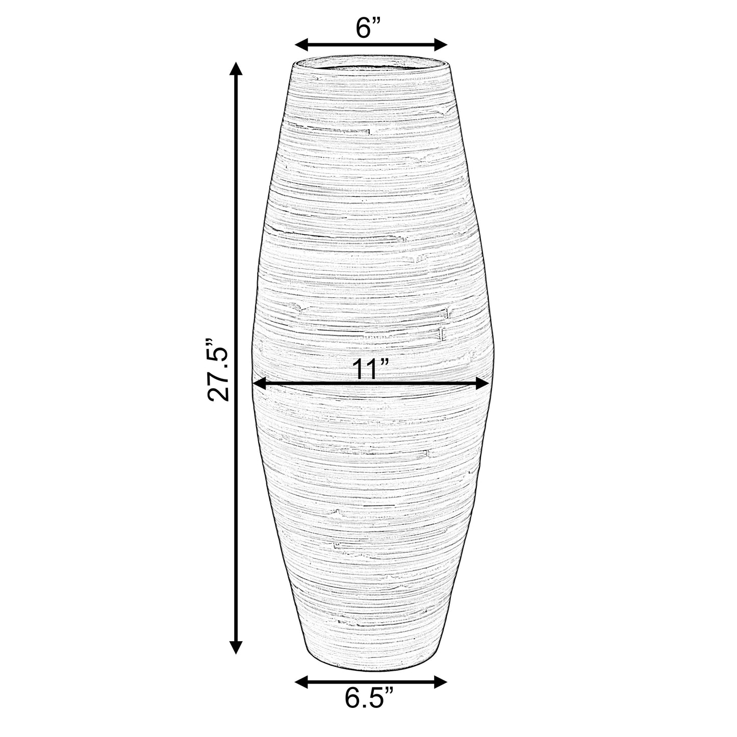 Uniquewise Tall Cylinder Bamboo Floor Vase Decorative Accent for Hotel Lobbies and Spa, Perfect Decor for Living Room or Hallway