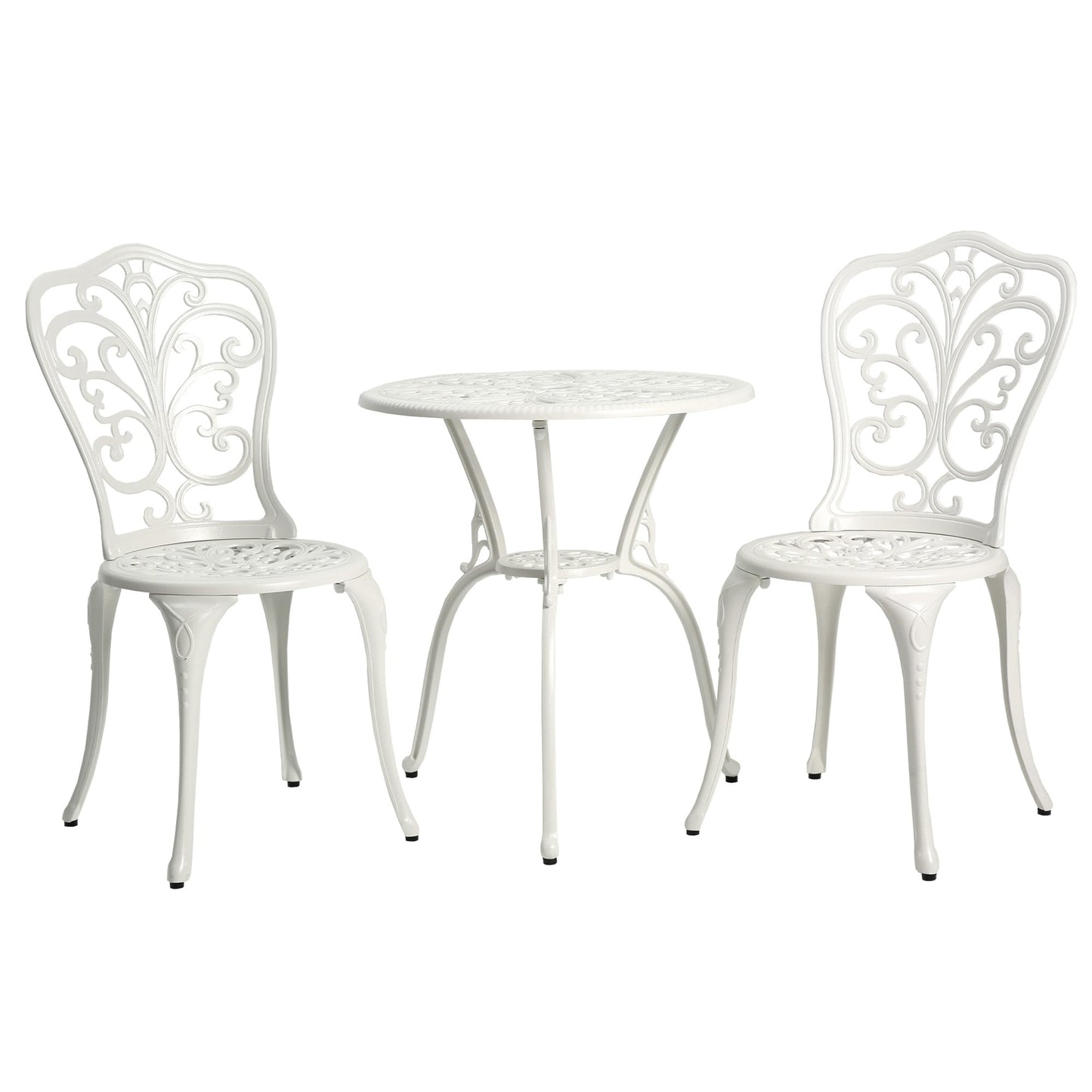 Table et chaises de jardin en aluminium pour extérieur, style papillon, 3 pièces, avec trou pour parasol