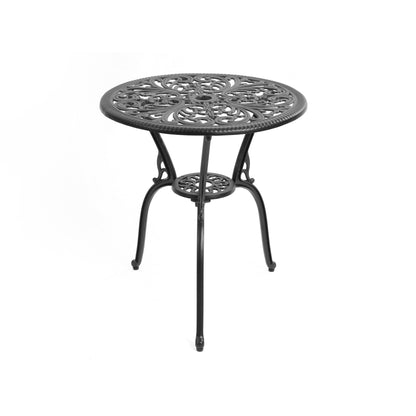 Table et chaises de jardin en aluminium pour extérieur, style papillon, 3 pièces, avec trou pour parasol