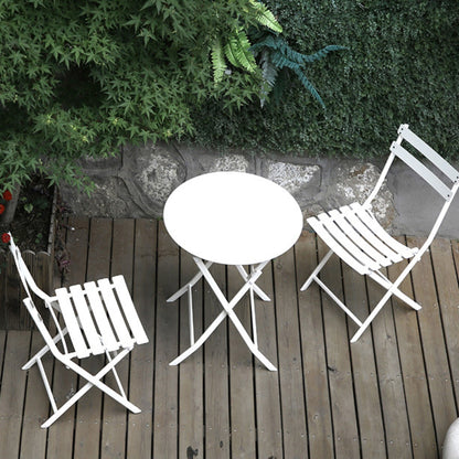 Ensemble de bistro de terrasse minimaliste 3 pièces, composé d'une table ronde et de chaises pliantes - Ensemble-de-bistro-de-terrasse-3-pieces